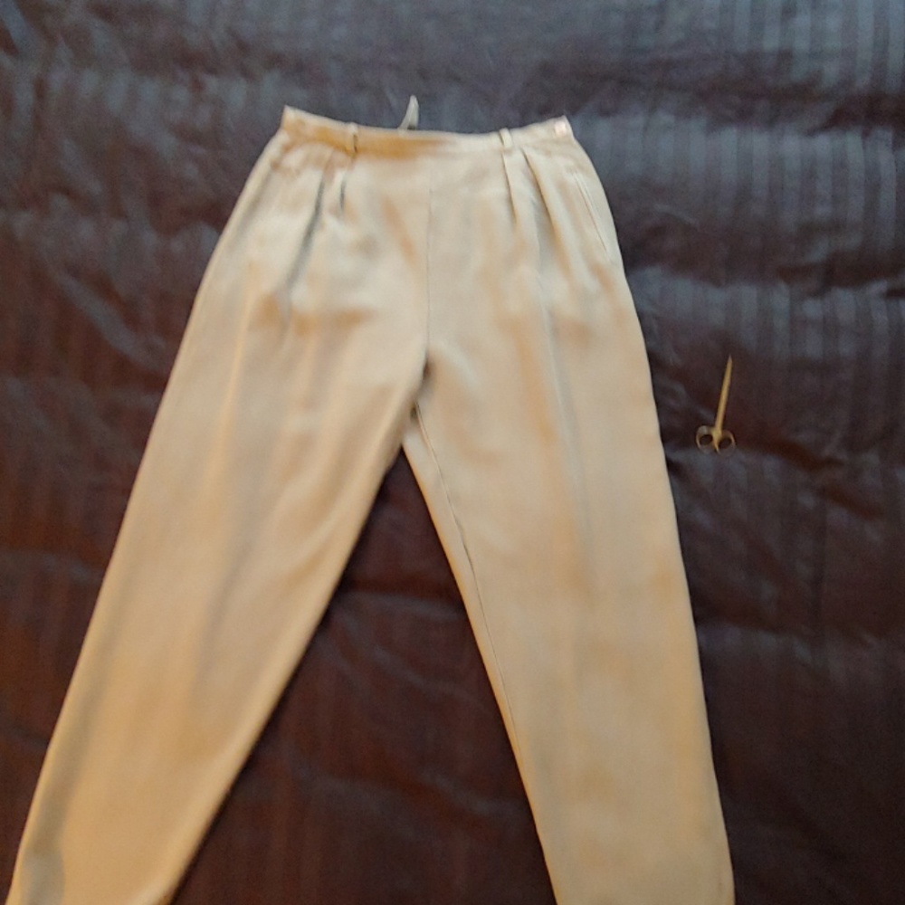100% silk beige dress pants
